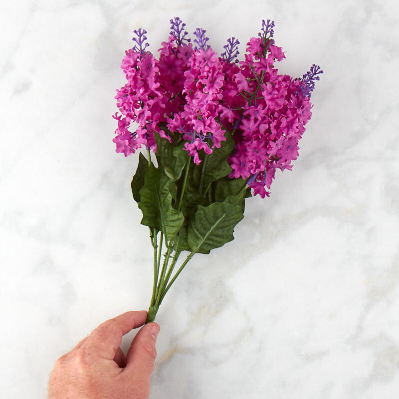 Set of 2 Artificial Poly Silk 16″ Purple Lilac Floral Bushes