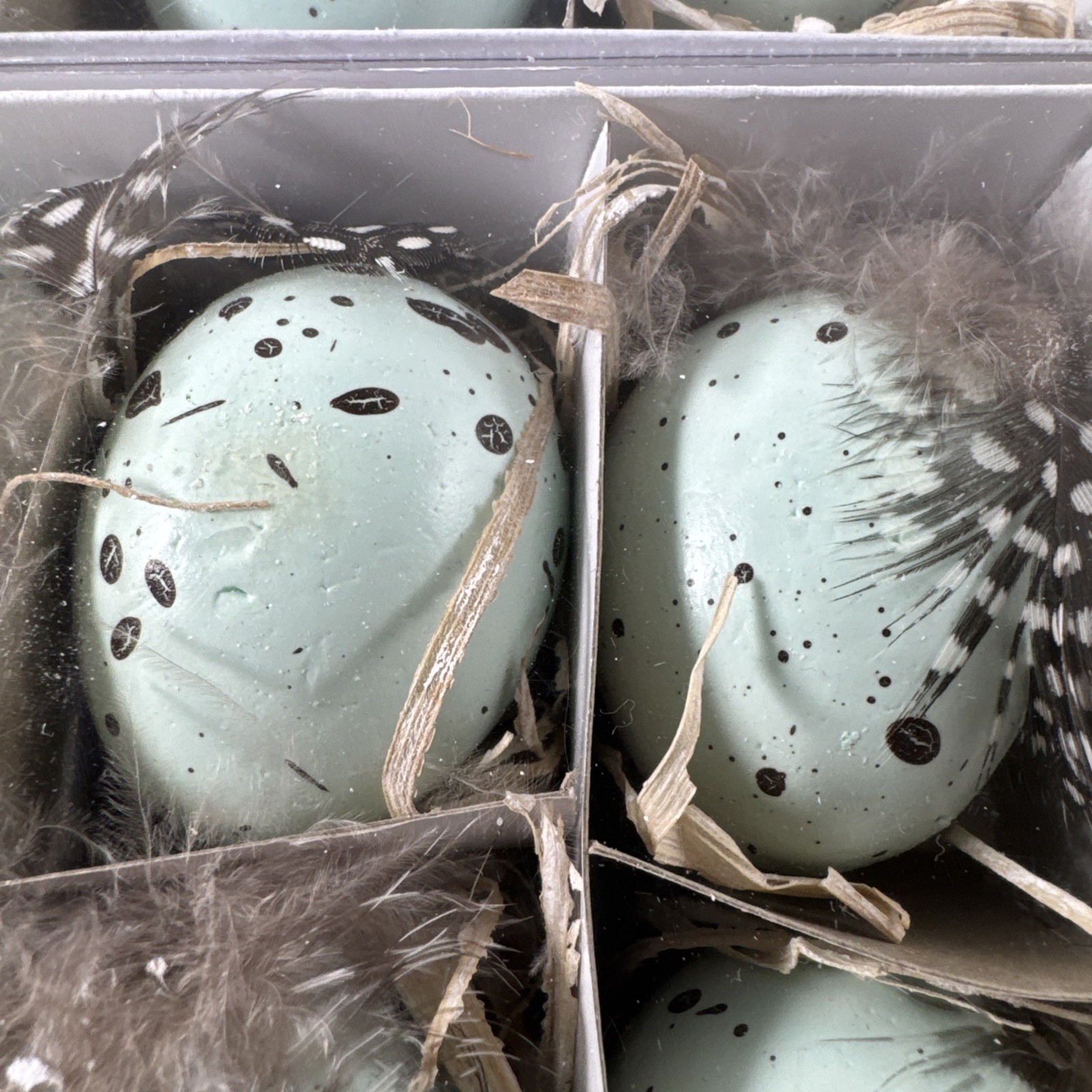 2x NEW OLD STOCK Vtg 2” Bird Blue Speckled Eggs Packs of 6
