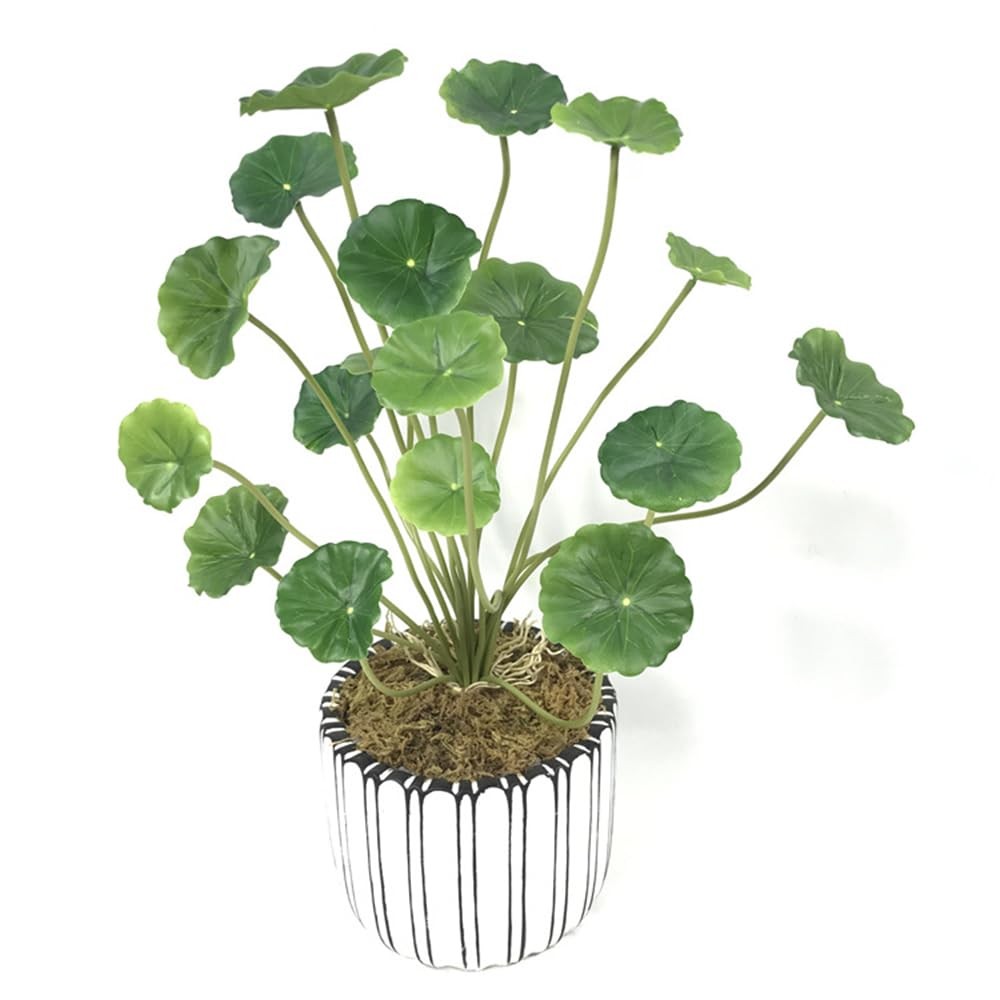 3 Pcs 14.5 in Artificial Chinese Money Plant Fake Lotus Leaf Greenery
