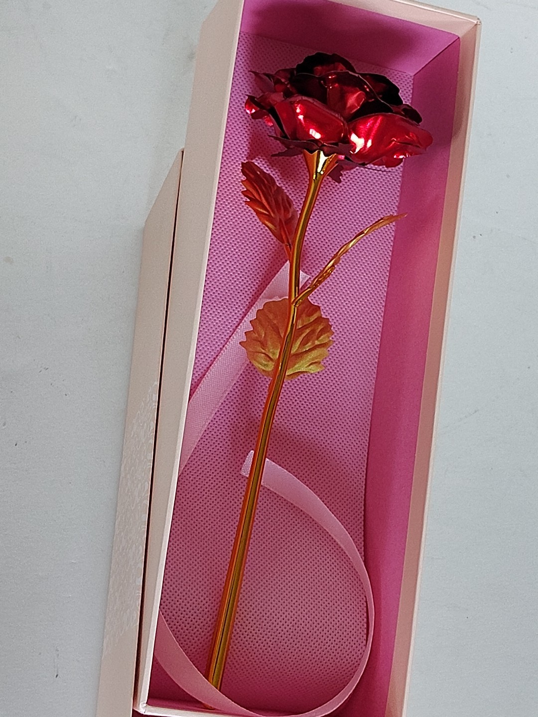 24K Golden Dipped Red Rose Lightweight Valentines Birthday Wedding Gift Box