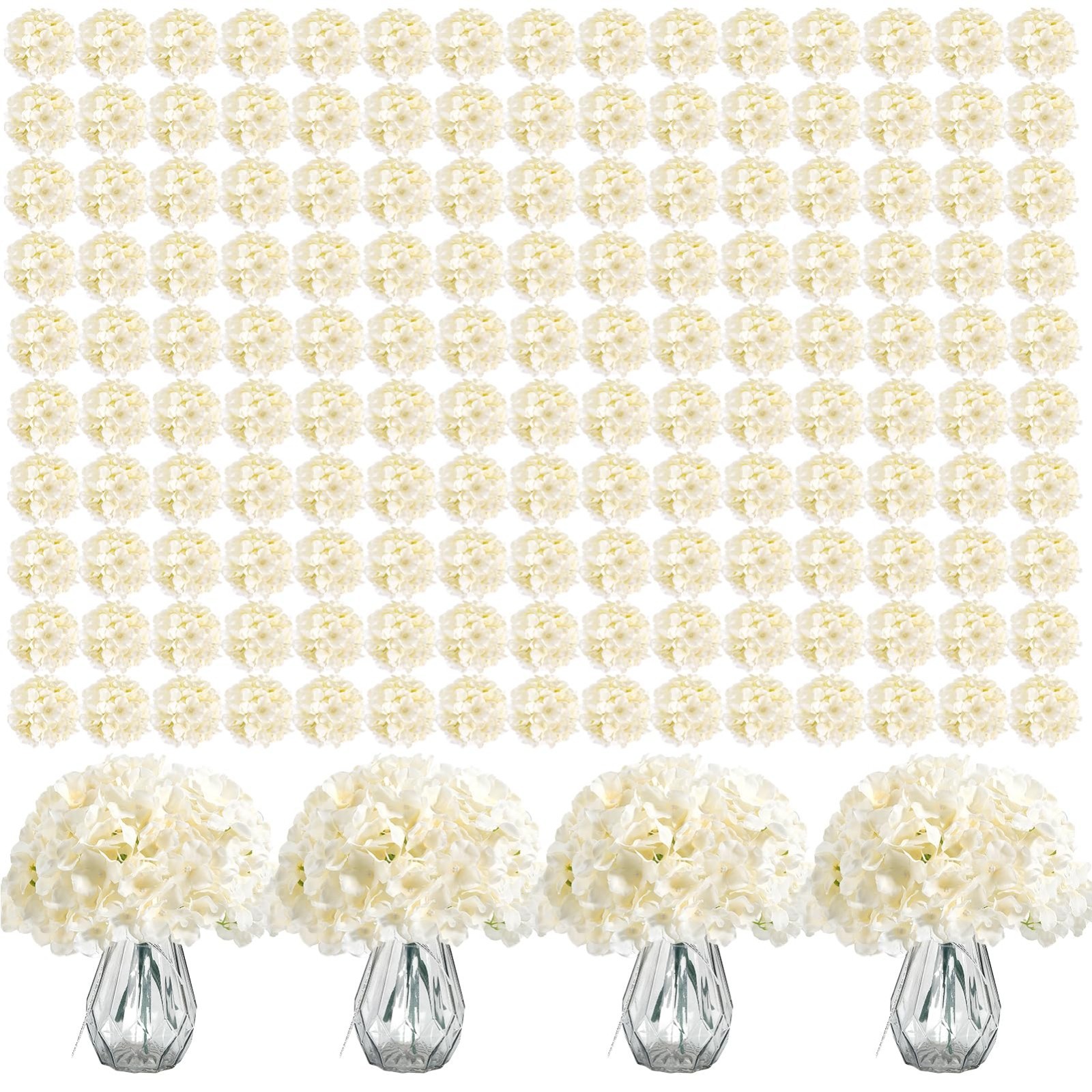 404PCS Hydrangea Artificial Flowers – Lifelike Silk Flower Heads & Stems for Wed