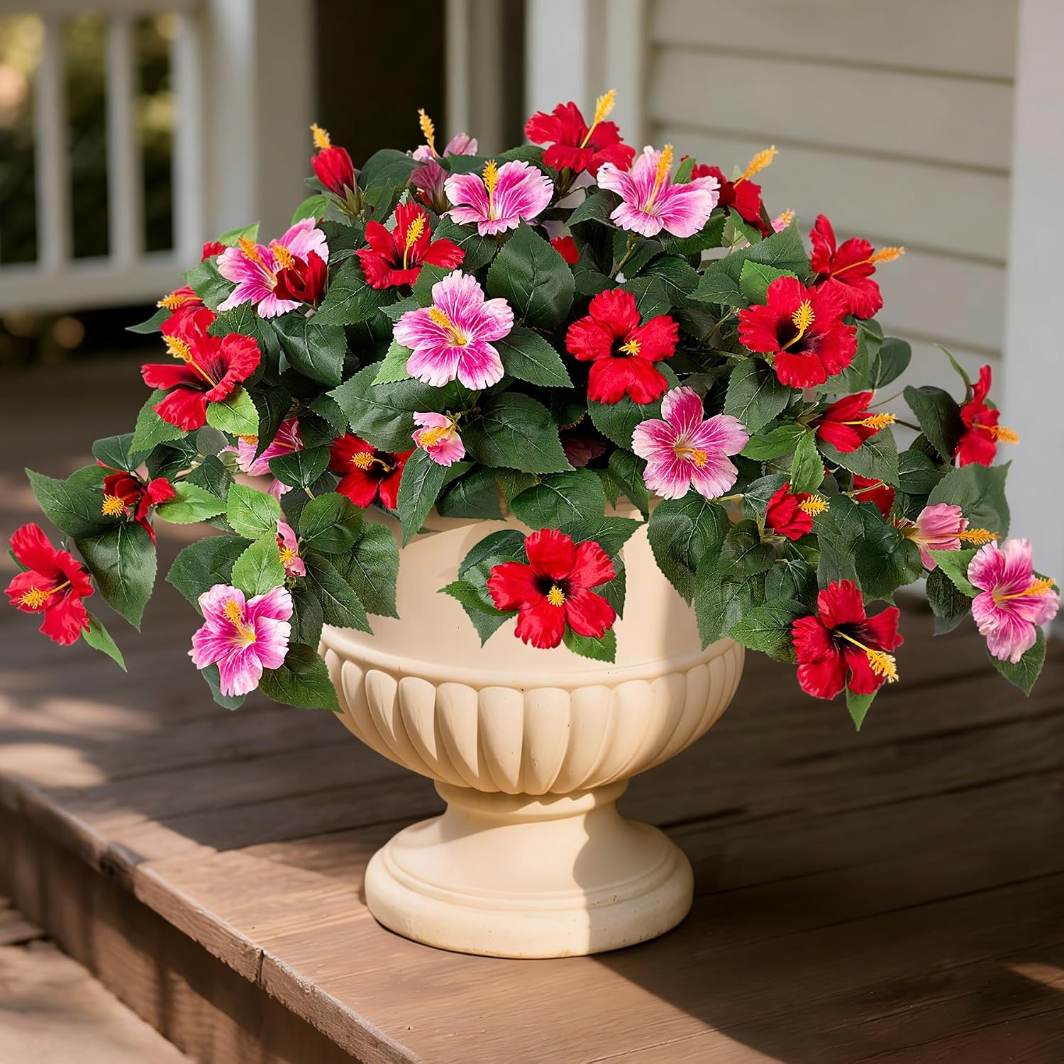 12 Bunches Artificial Silk Daisy, UV Resistant Faux Flowers Outdoor Decor