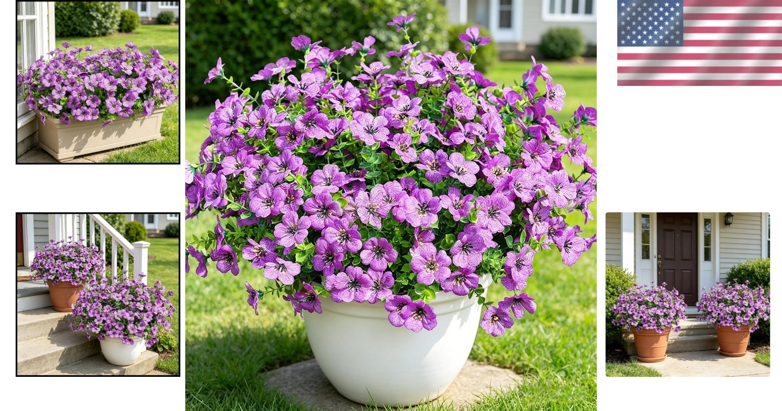 Lifelike 9-Pack Purple Faux Flowers – Weatherproof Decor for Indoors & Outdoors