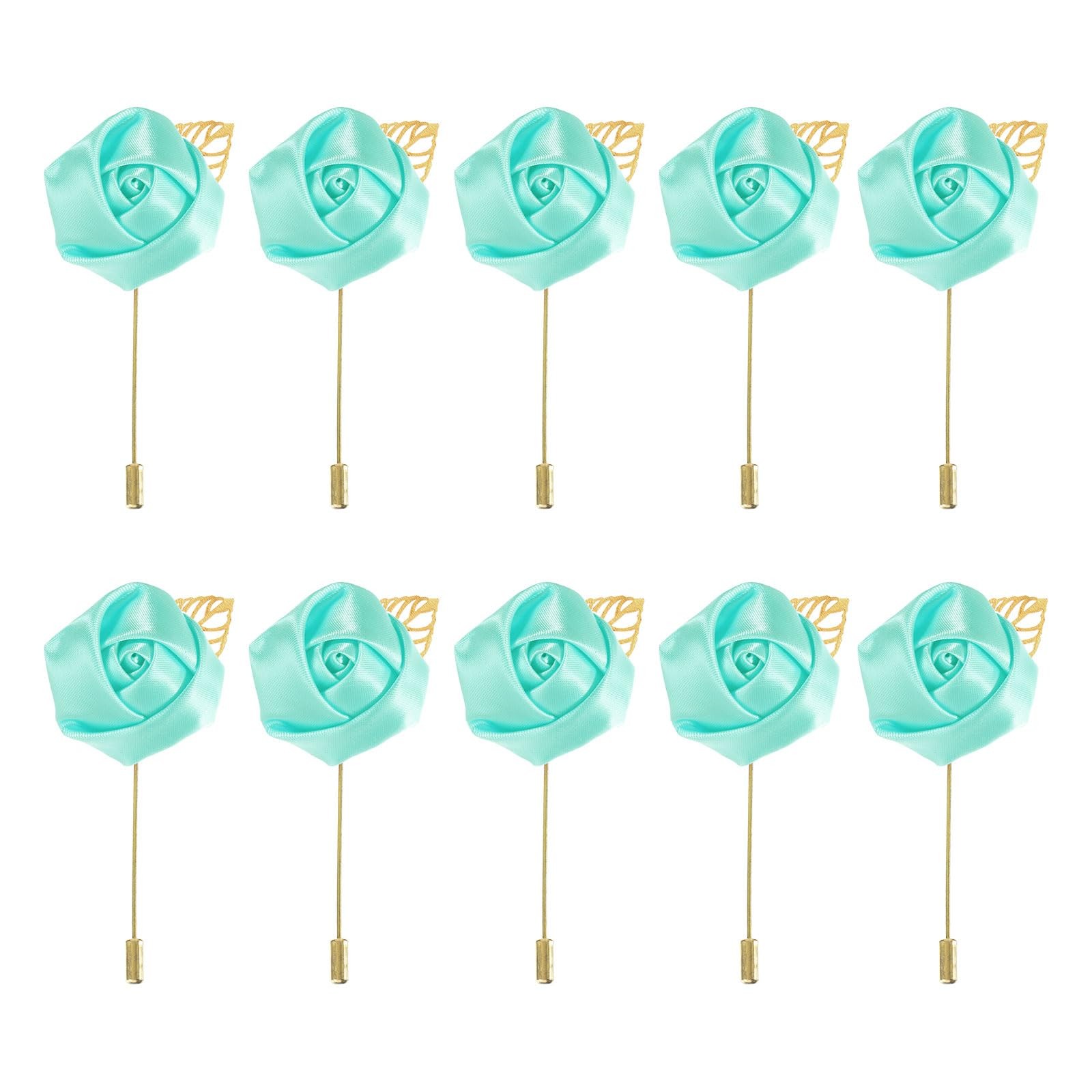 10 Pcs Groom Boutonnieres Rose Boutonnieres Pins 2″x3.5″ for Men Wedding Cere…