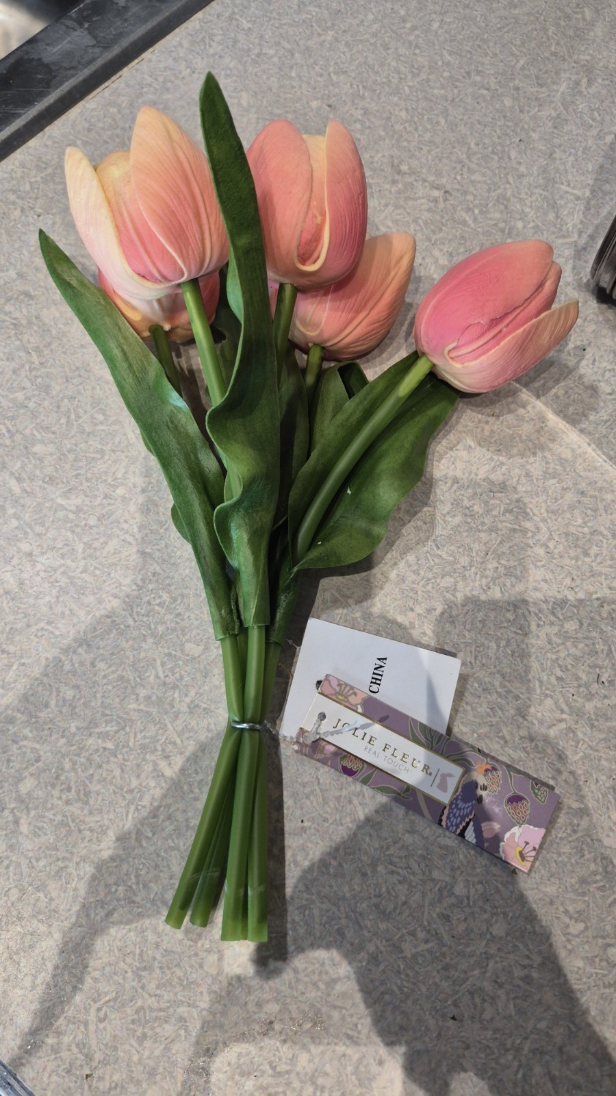 11” Vibrant Artificial 5-piece real look and feel Tulip Arrangement
