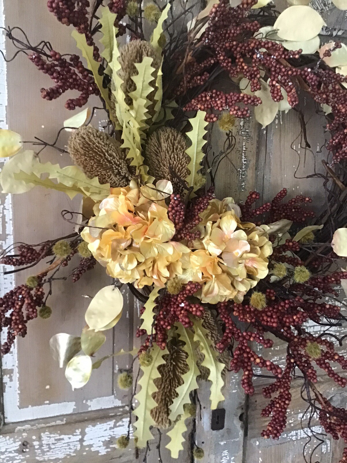 Handmade Designer Wreath Fall Neutral Winter 24” Door Wreath One Of A Kind