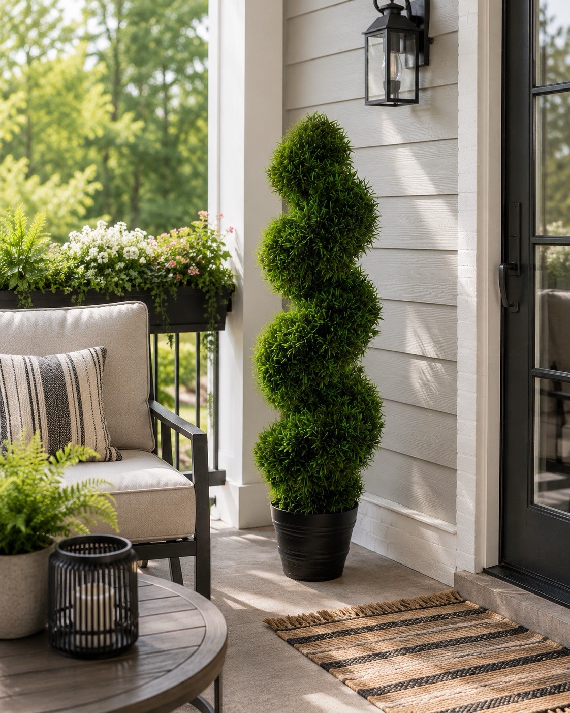 3’ UV Artificial Topiary Spiral Grass Tree Indoor/Outdoor