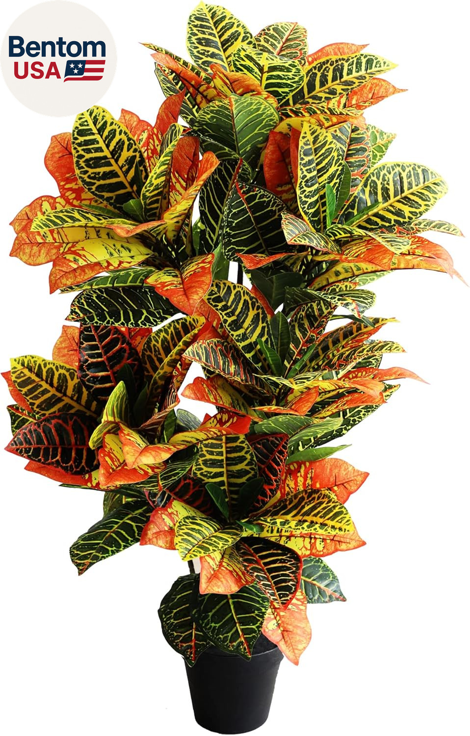 Artificial Croton Plant, 39Inch Faux Fiddle Leaf Fig Tree, Artificial Trees for