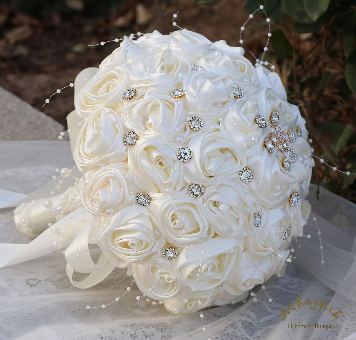 Bridal Wedding Bouquet Round Bling Brooch Bouquet Throw Toss Artificial Rose …