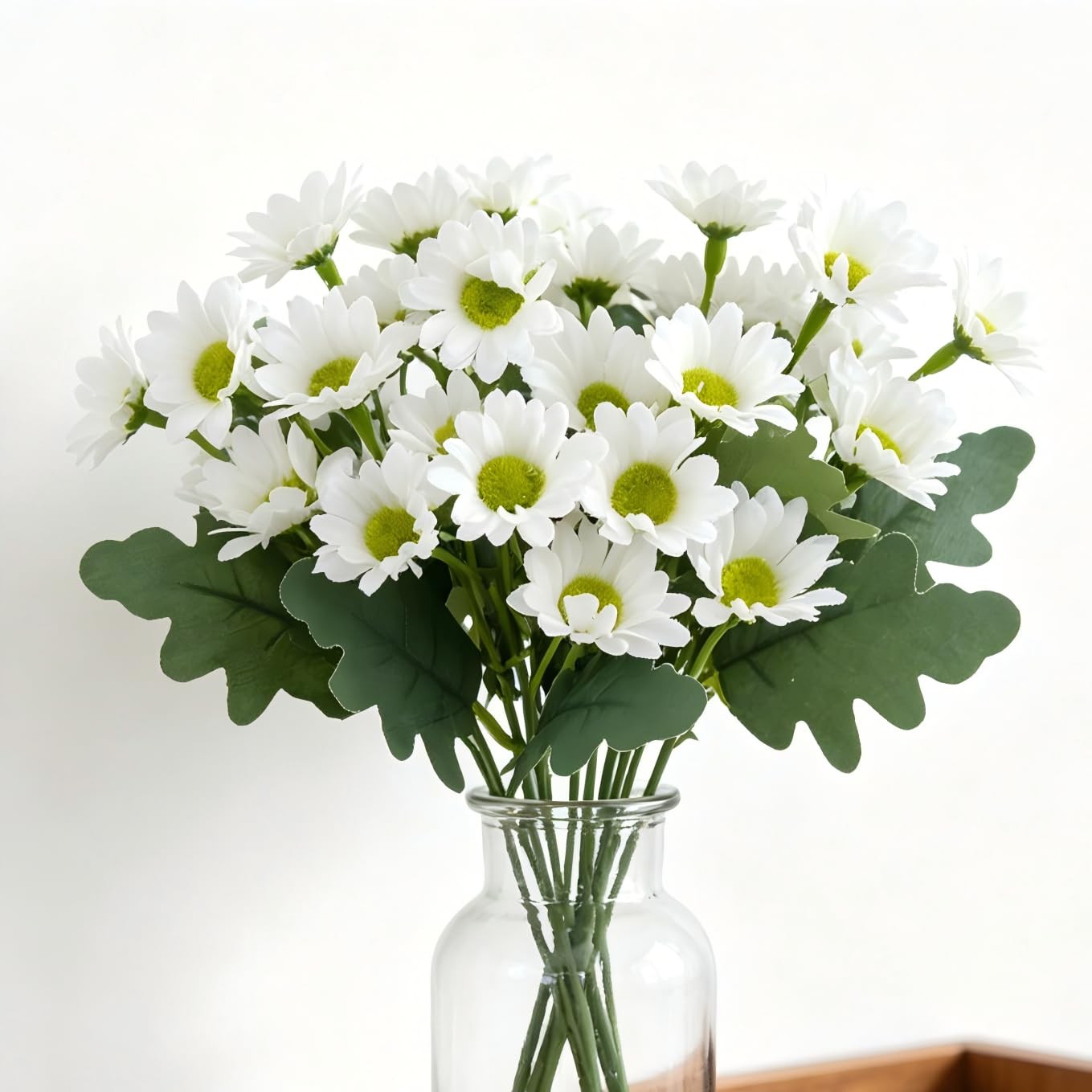 5 Bundles Artificial Daisy Flowers, Faux Silk White Daisy Bouquets, UV Resist…