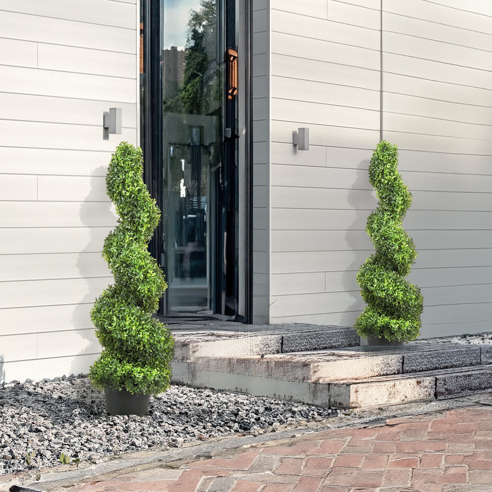 VEVOR 2Pack 4′ Artificial Topiary Spiral Tree Faux Plant UV Indoor Outdoor Decor
