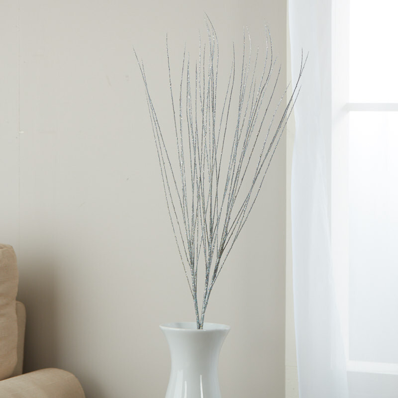 Silver Glitter Pistil Grass Spray
