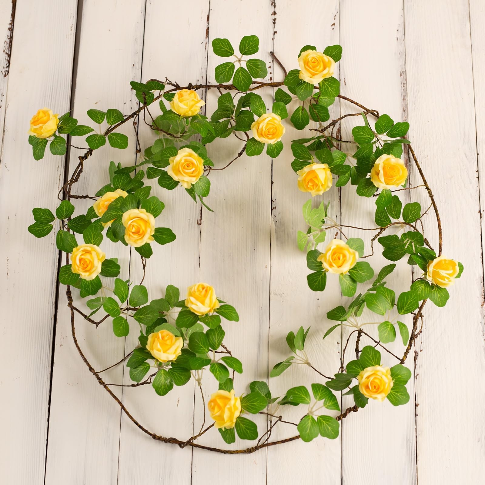 2Pcs x 6 Ft Bendable Artificial Rose Vine Yellow Flower Garland, Floral Vines…