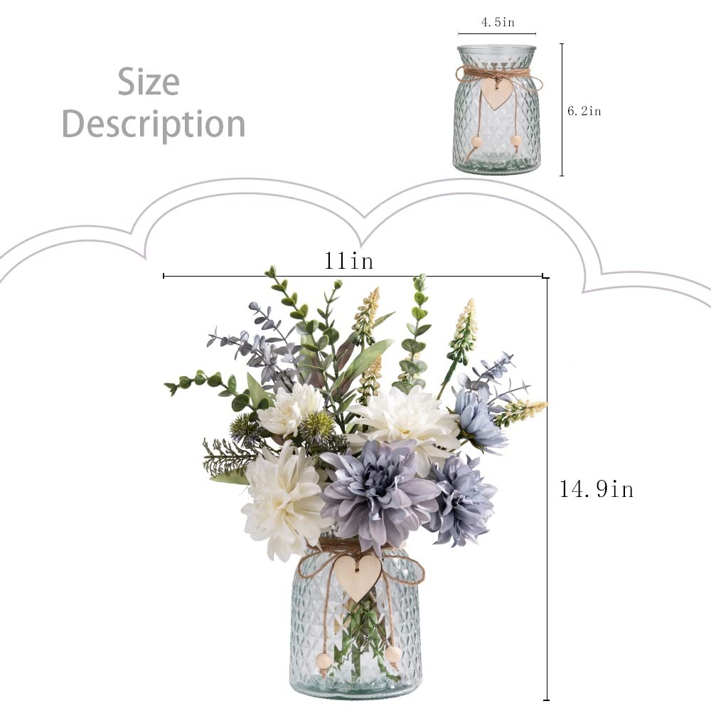 Silk Flowers in Vase, Artificial Flowers with Vase Fake Flowers Arrangement F…