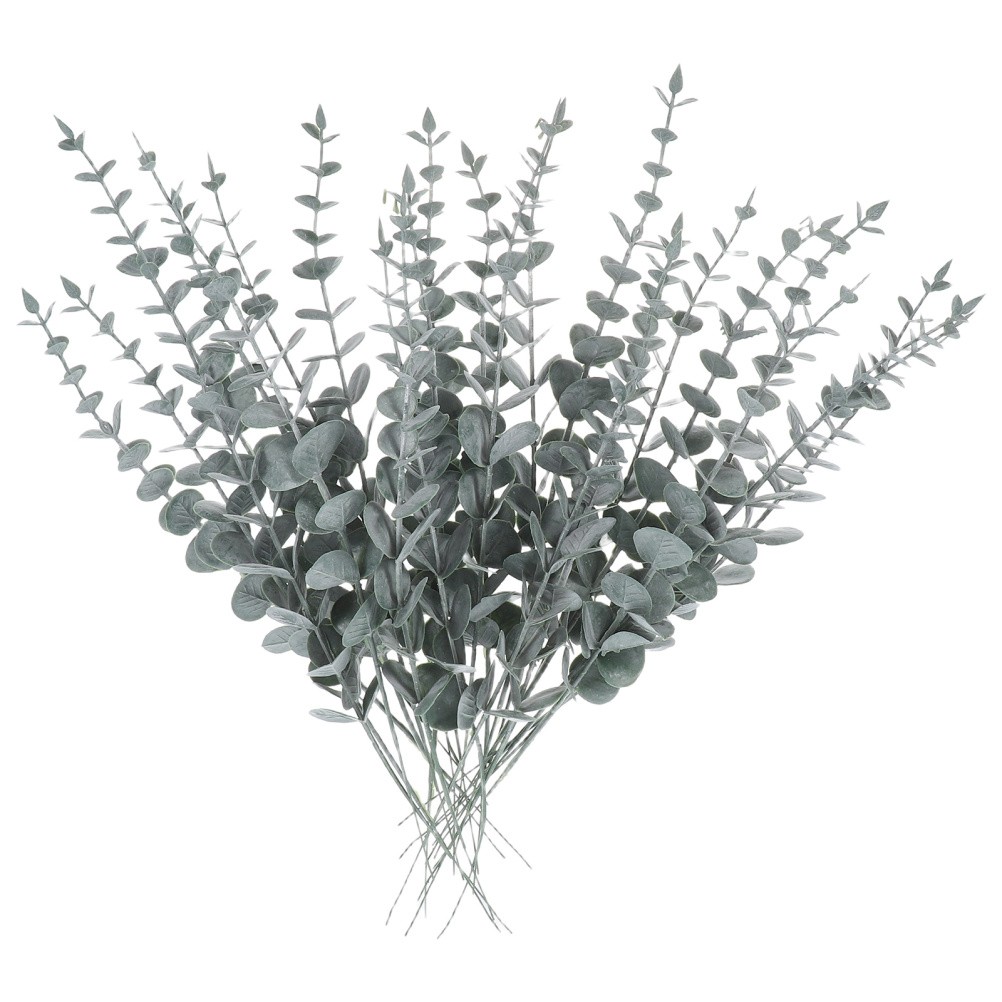 25Pcs Reusable Plastic Eucalyptus Stems Greenery Wedding Farmhouse Decor