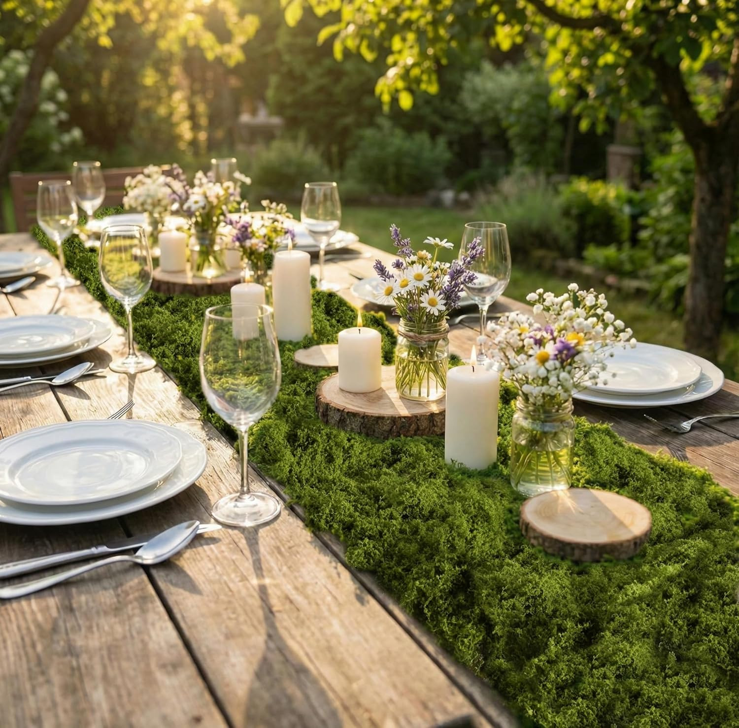 Fake Moss Mat Artificial Moss Table Runner for Wedding Decor Table Centerpieces