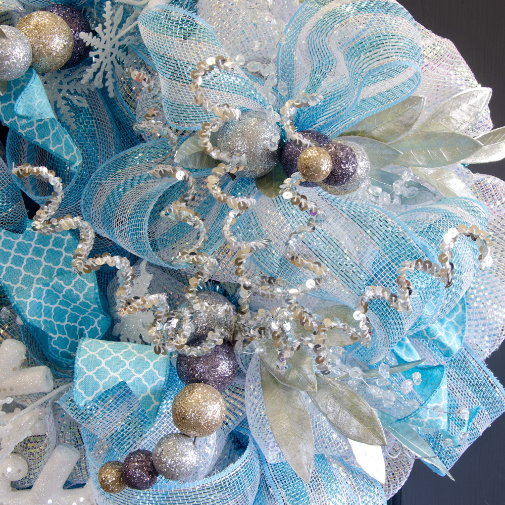27″ Sequin Curly Twig Spray: Silver & White Stem