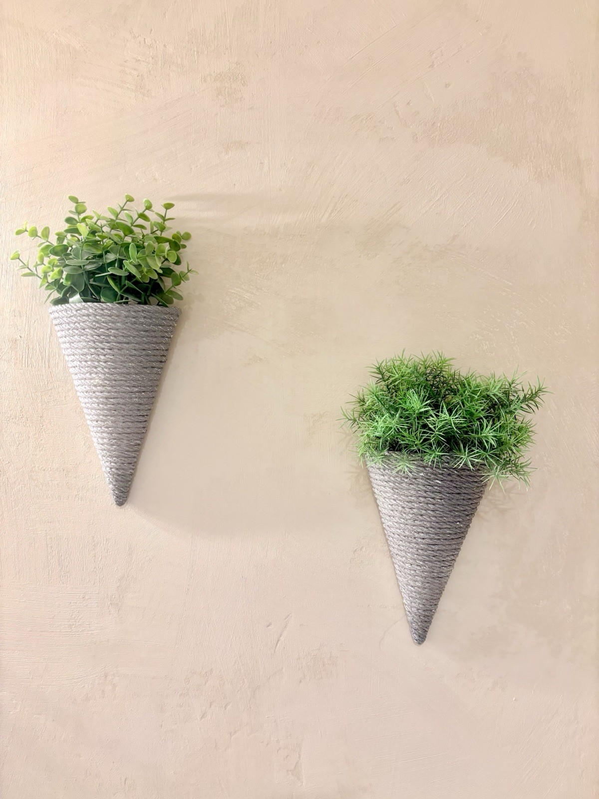 Artificial Plants 2 pack Eucalyptus Hanging Arrangement, Cone-Shaped Wall Decor