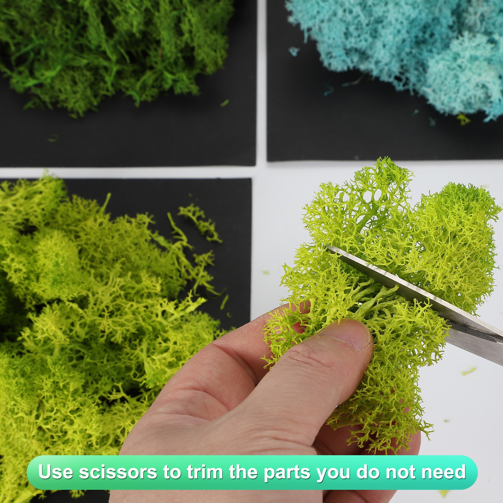 14oz Fake Preserved Reindeer Moss, Light Green/Dark Green/Green/White