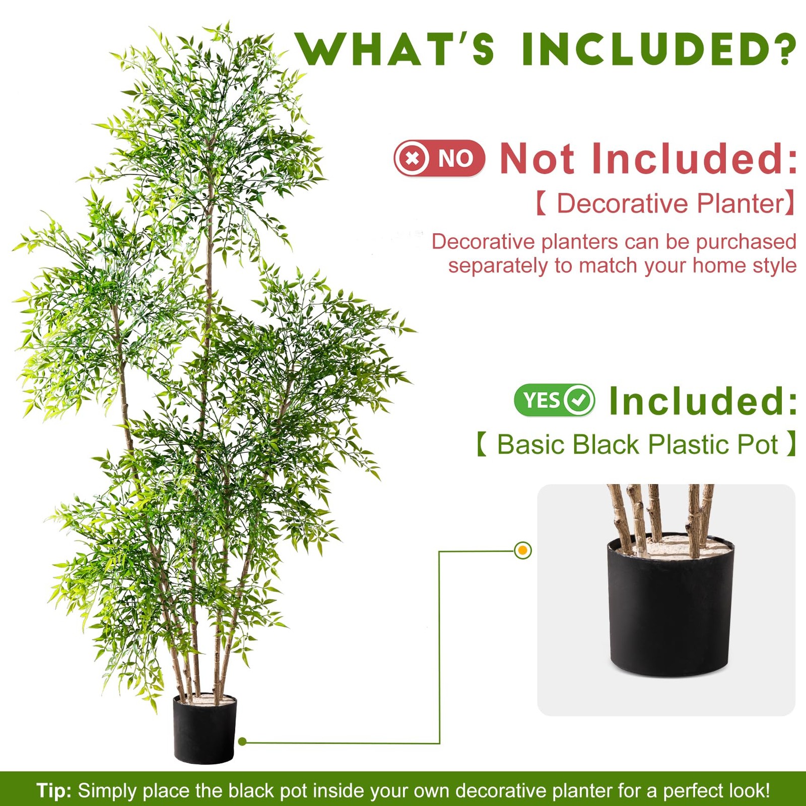 Faux Bamboo Plant Artificial Nandina Tree 7.2FT Artificial Plants Realistic 9…