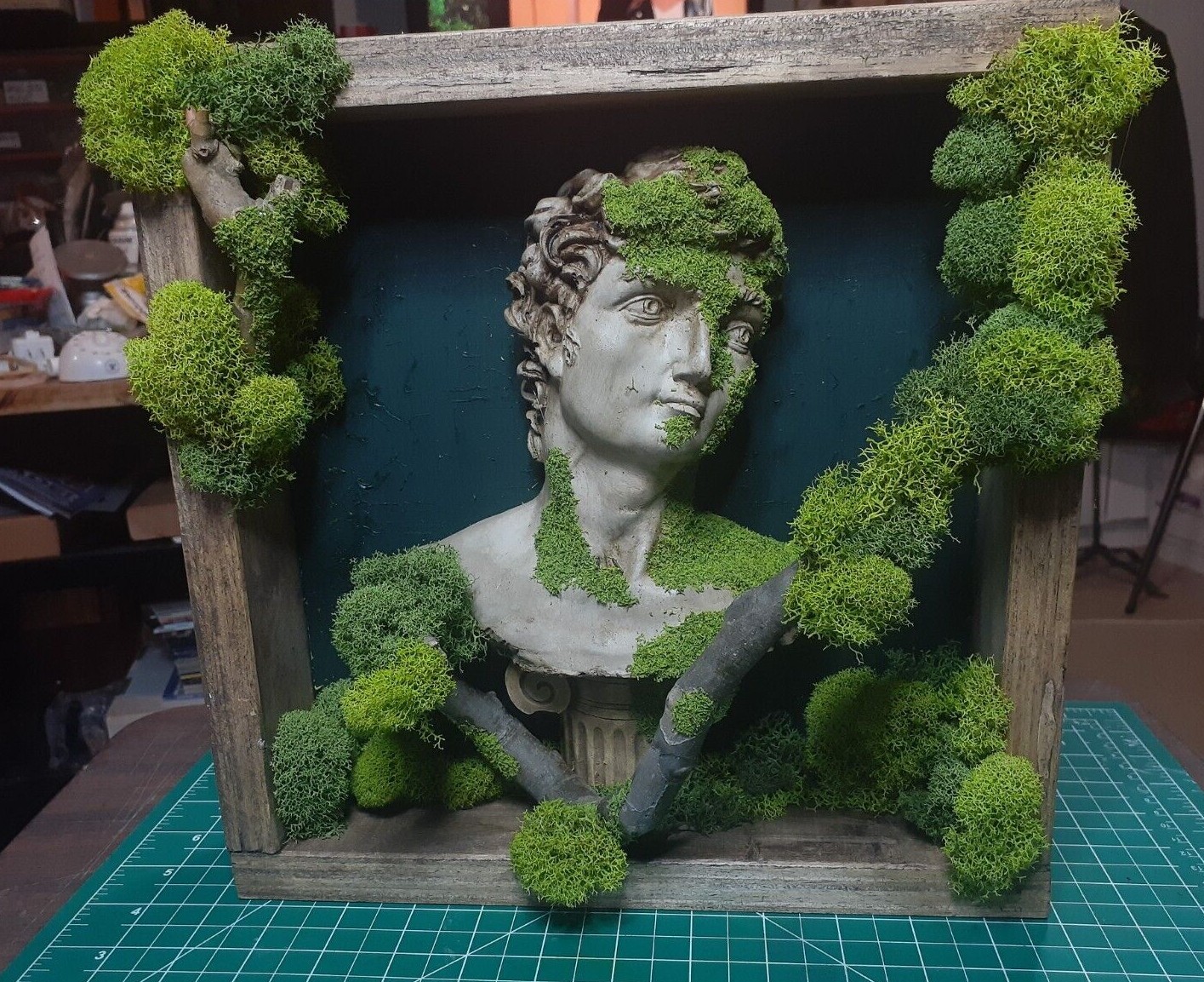 Reindeer Moss/ THE DAVID Forest Shadow Boxes 12″ x 12″ x 3″ inches