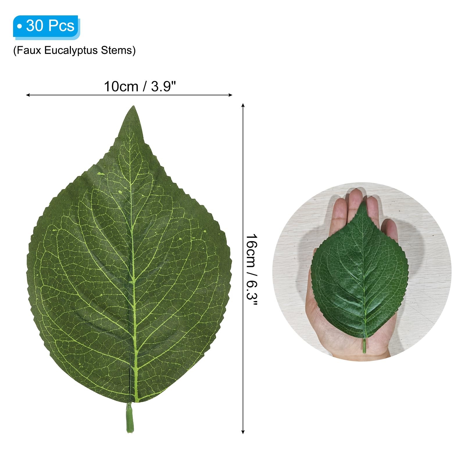 6.3×3.9 Artificial Green Leaves, 30 Pcs Bulk Greenery Leaves Fake Hydrangea L…