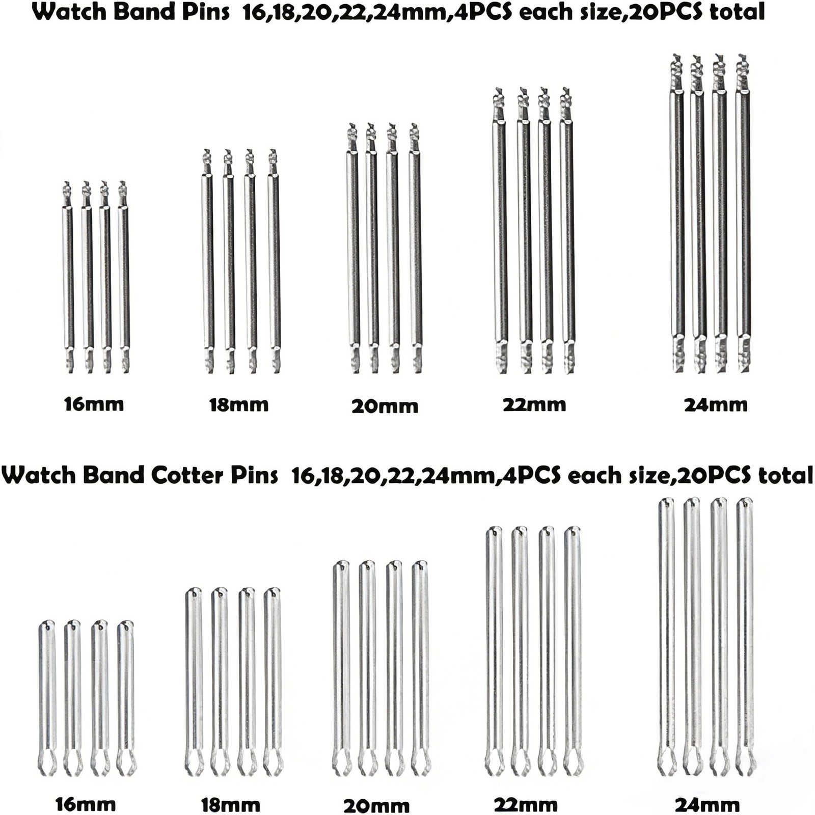 Watch Band Strap Link Pins Remover Repair Tool,24 in 1 Kit with 6 Silver