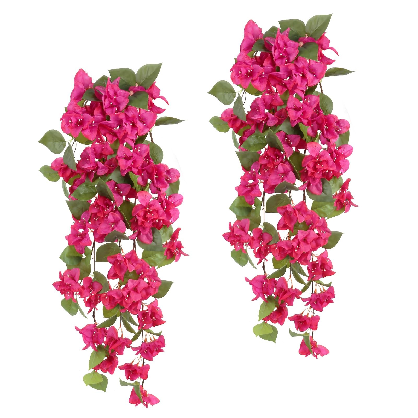 2PCS Bougainvillea Artificial Hanging Flowers 41.3″ Hot Pink Bougainvillea Ar…