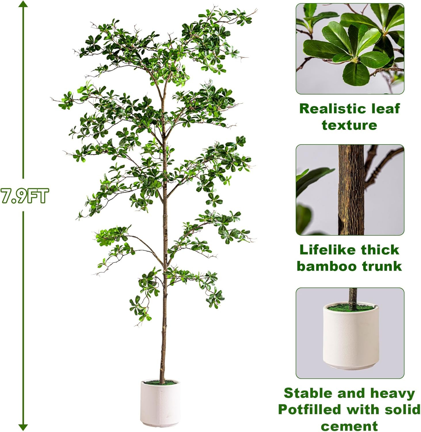 8Ft Faux Black Olive Tree – Realistic Indoor Decor with Natural Wood Trunk