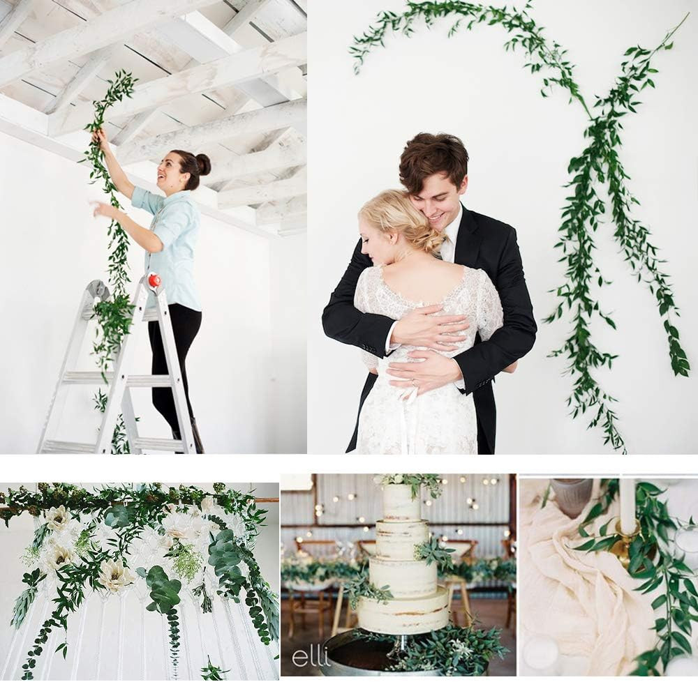 2 Pack Artificial Hanging Leaves Vines, 5.7 Ft Fake Willow Leaves Twigs Silk Pla