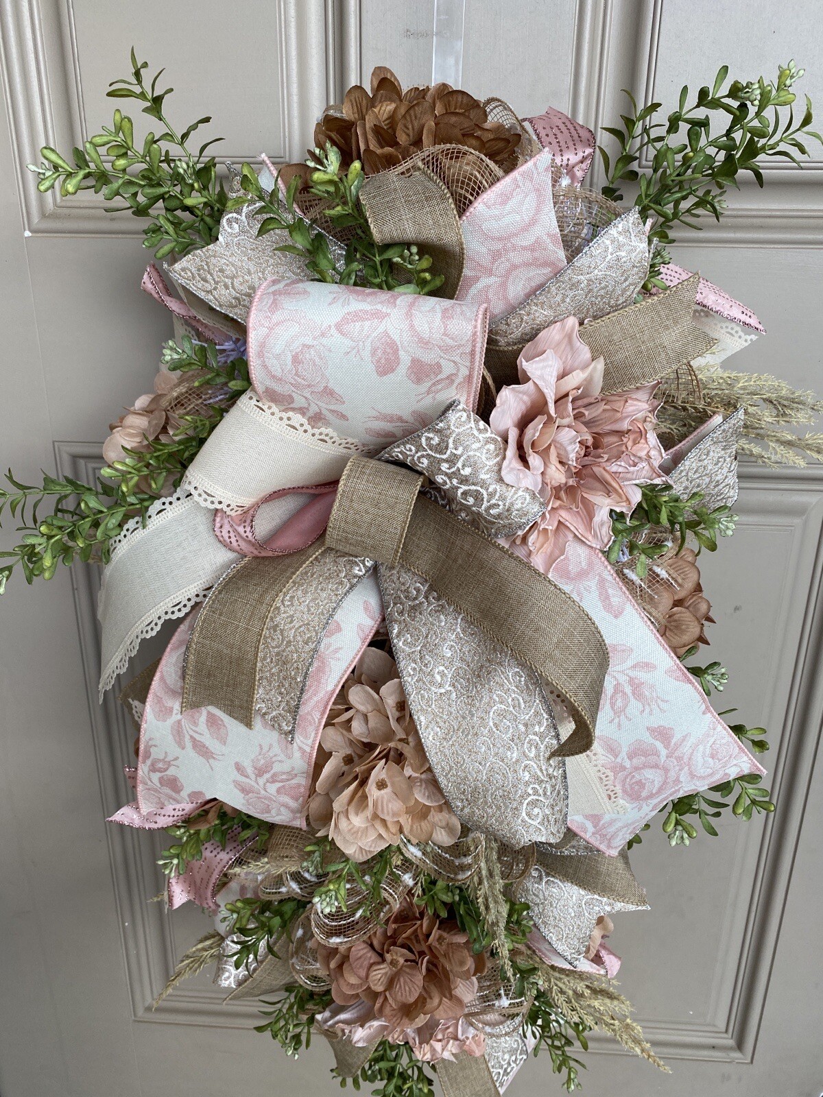 Boho Champaign Floral Wedding Flowers/ Rustic Farmhouse Swag Baby Shower Gift
