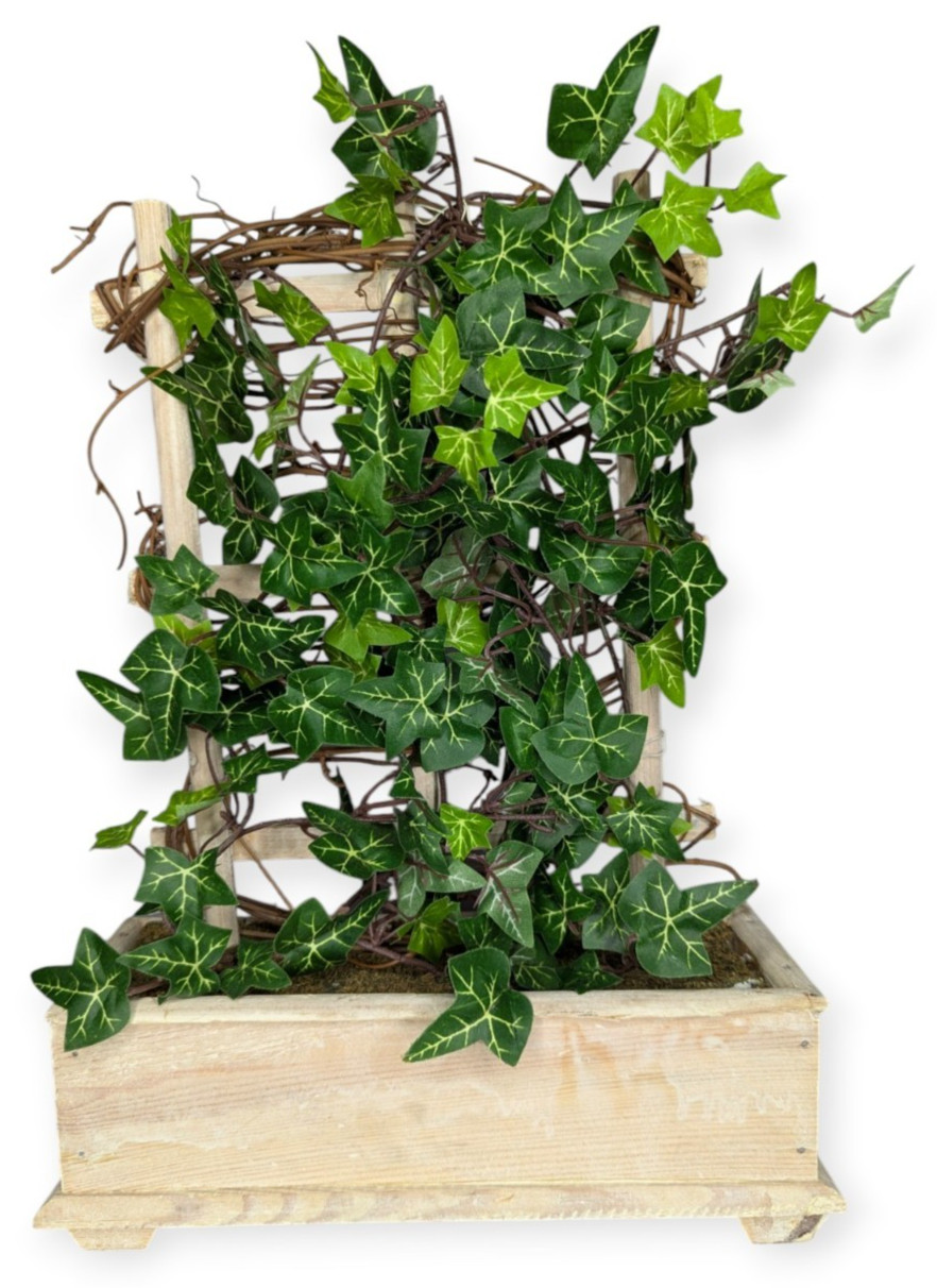 Classic Silks Craft Trellis with Ivy NWT 13″ Tall Wooden Box