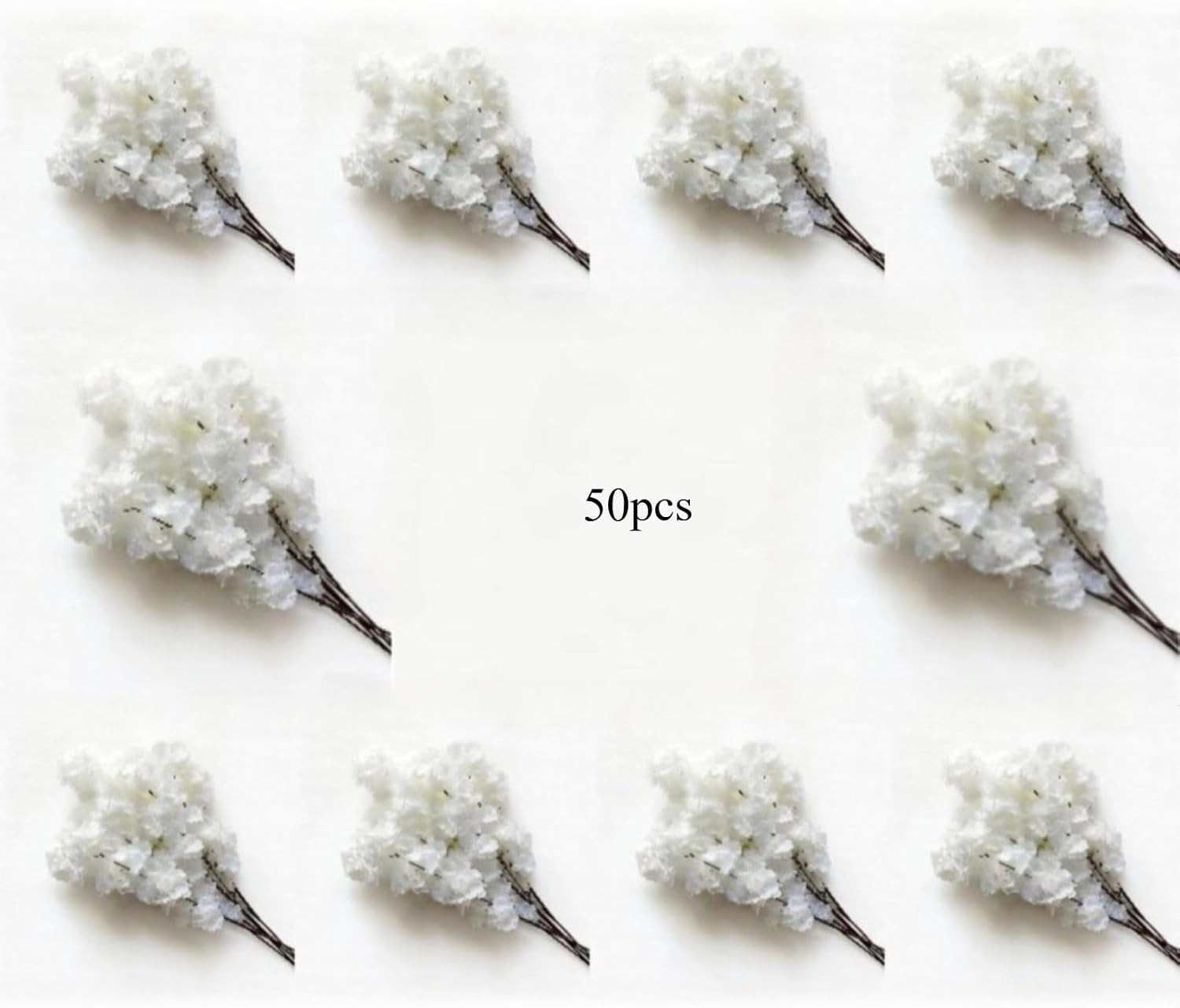 50PCS Artificial Cherry Blossom, Silk Cherry Blossom Branches, Realistic Fake Fl