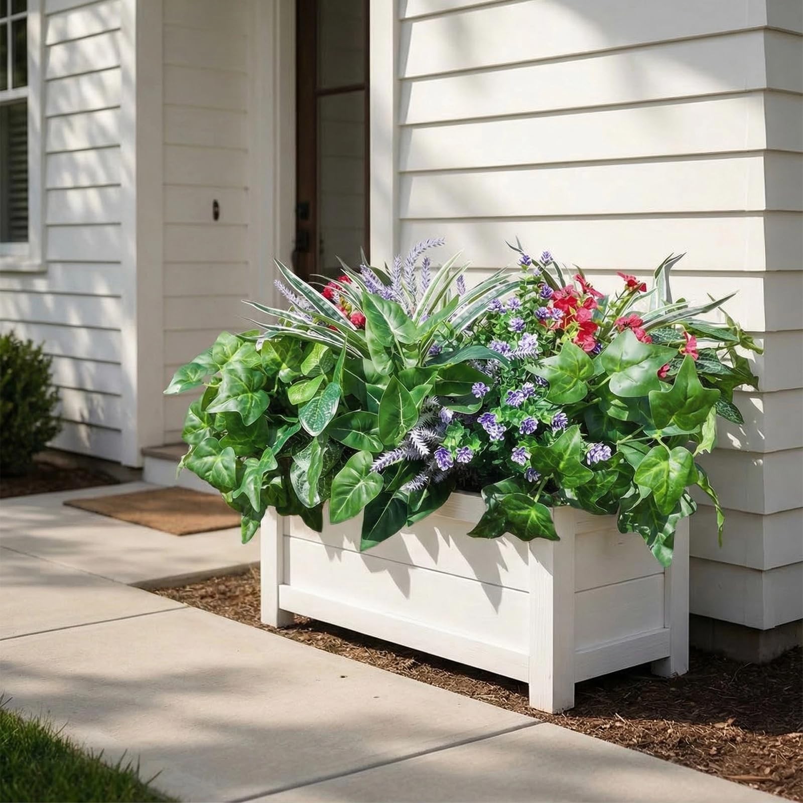 16 Bundles Artificial Plants for Outdoors, Realistic Faux Bushes Mixed Fake P…