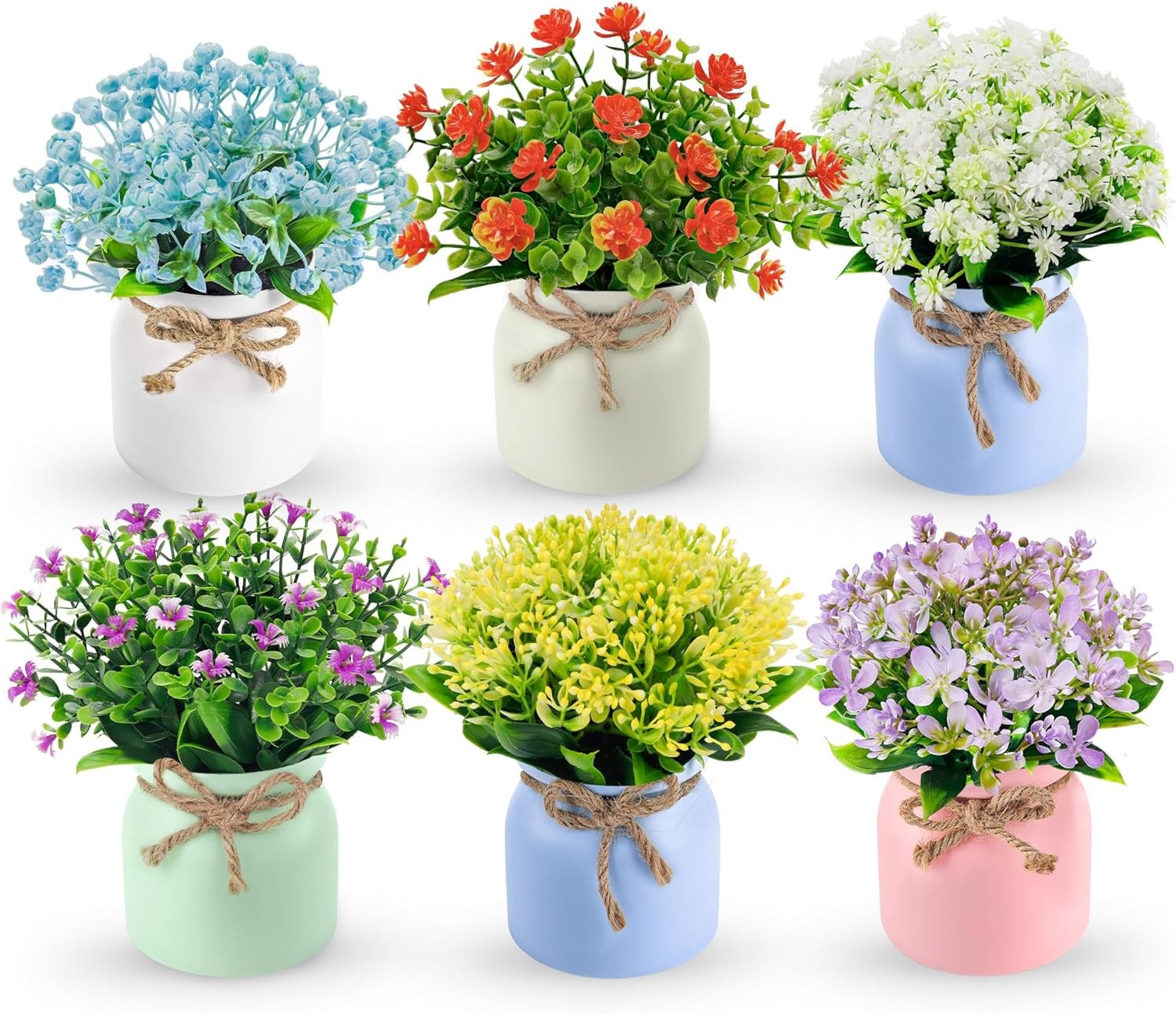 Der Rose 4 Pack Fake Flowers Artificial Plants Indoor Home Kitchen Office Dining