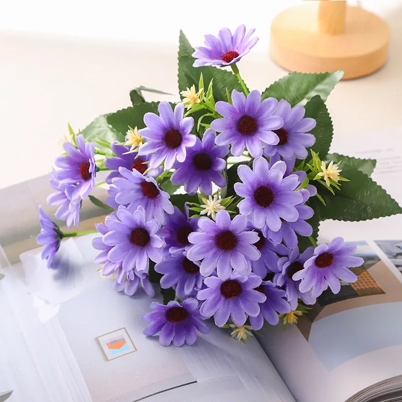5 Fork 15Head Artificial Daisy Gerbera Flower Chamomile Flower Wedding Home Deco