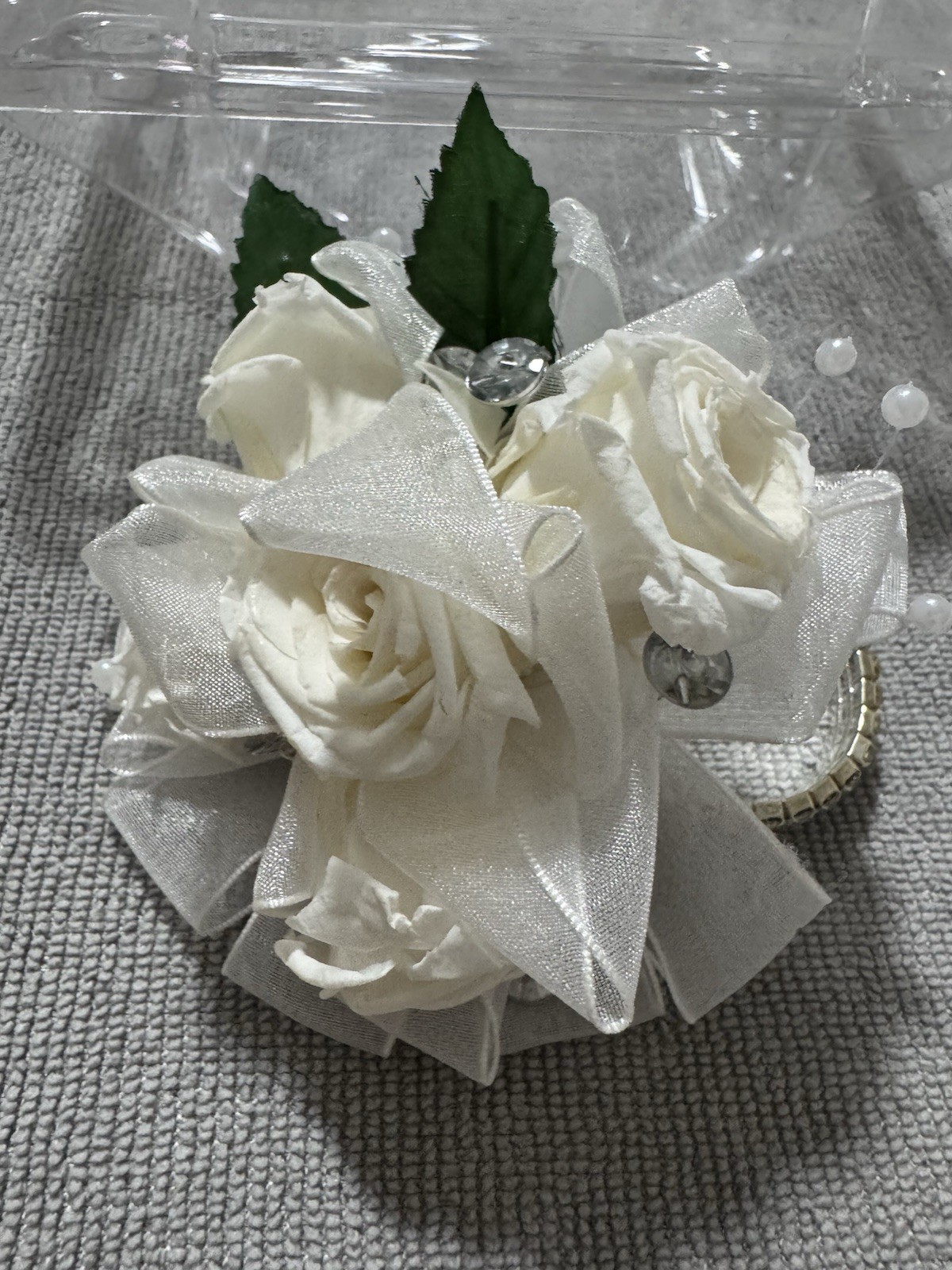 Verdissimo’s Corsage -Wristlet: Prom Bride Bridesmaid | 5 Preserved Baby Roses!