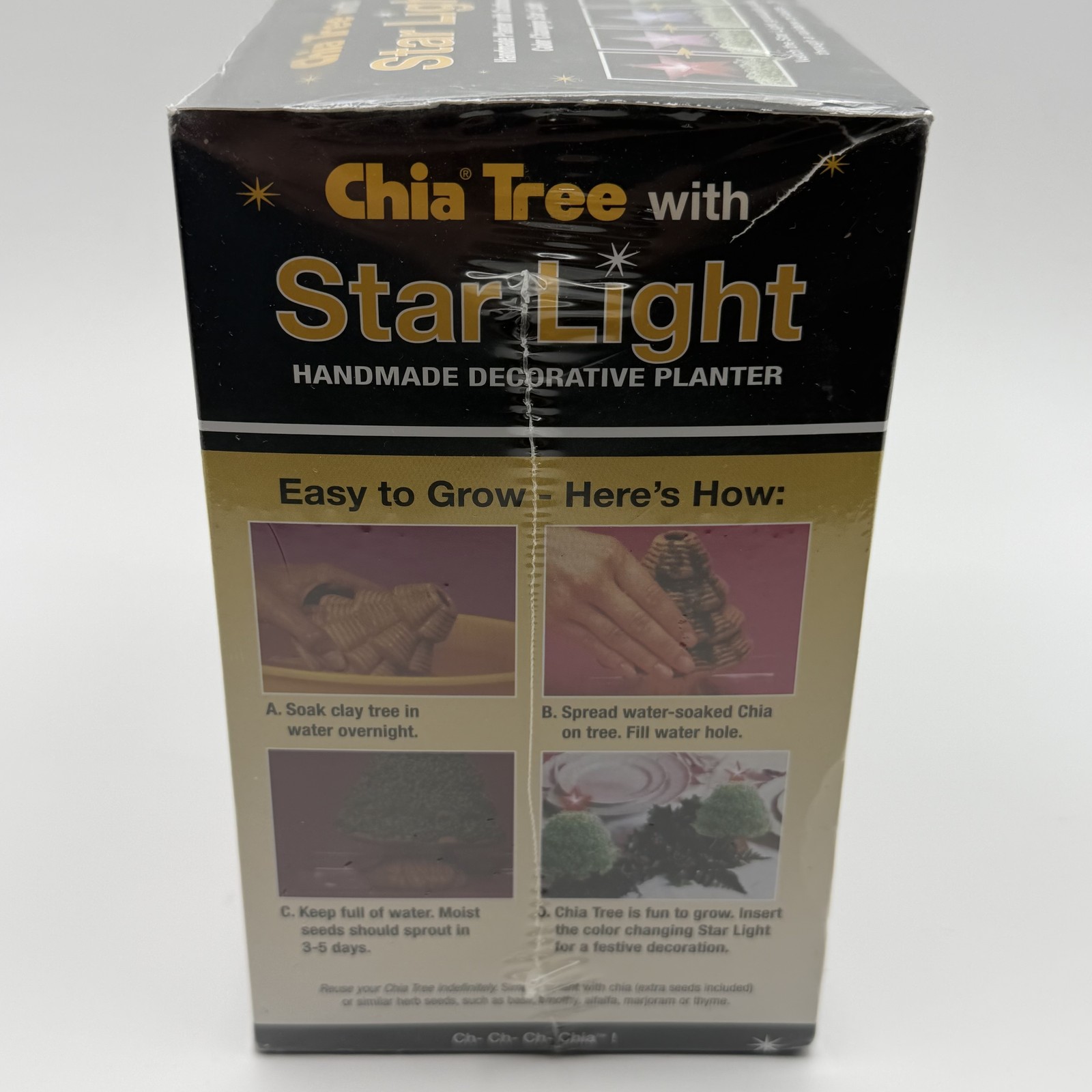 Chia Tree with Star Light Handmade Decorative Planter New Sealed Growing Kit