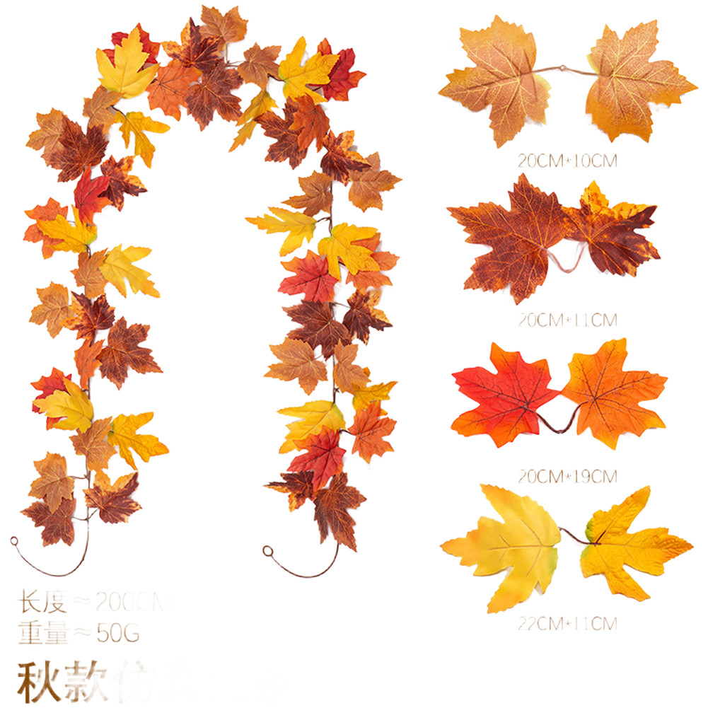Autumn Decor Vine with Realistic Maple Leaves Faux Silk for Mantel Entryway