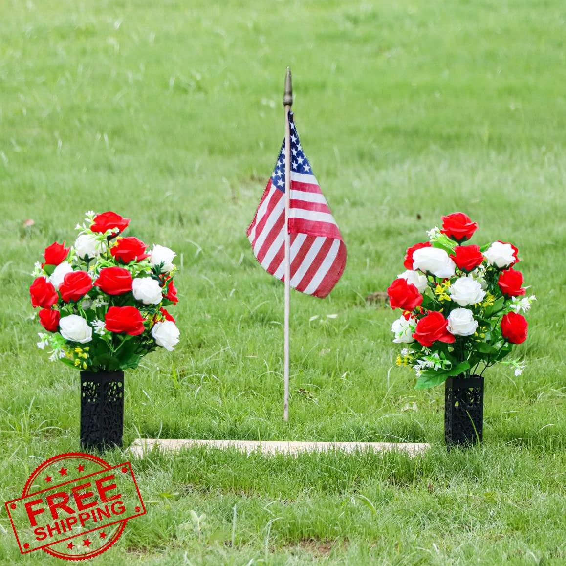 LVXINLI 2 Sets Artificial Cemetery Flowers,Memorial Flowers,Beautiful Arrange…