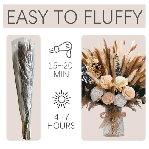 Artificial Flowers in Vase Natural Dried Pampas Grass Decor with Vase 101pcs