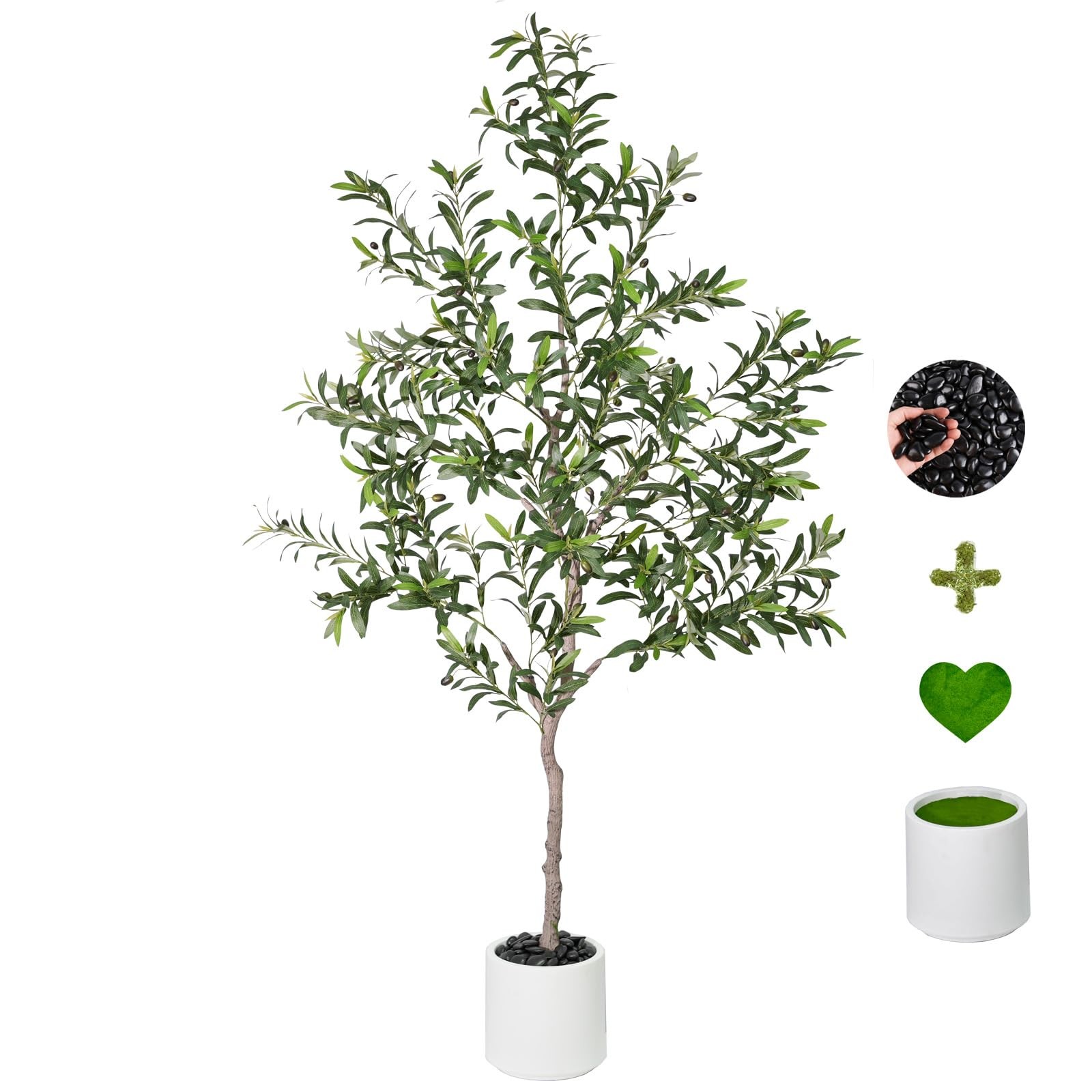 Artificial Olive Trees Indoor,Faux Olive Tree with White Planter Pot,Artifici…