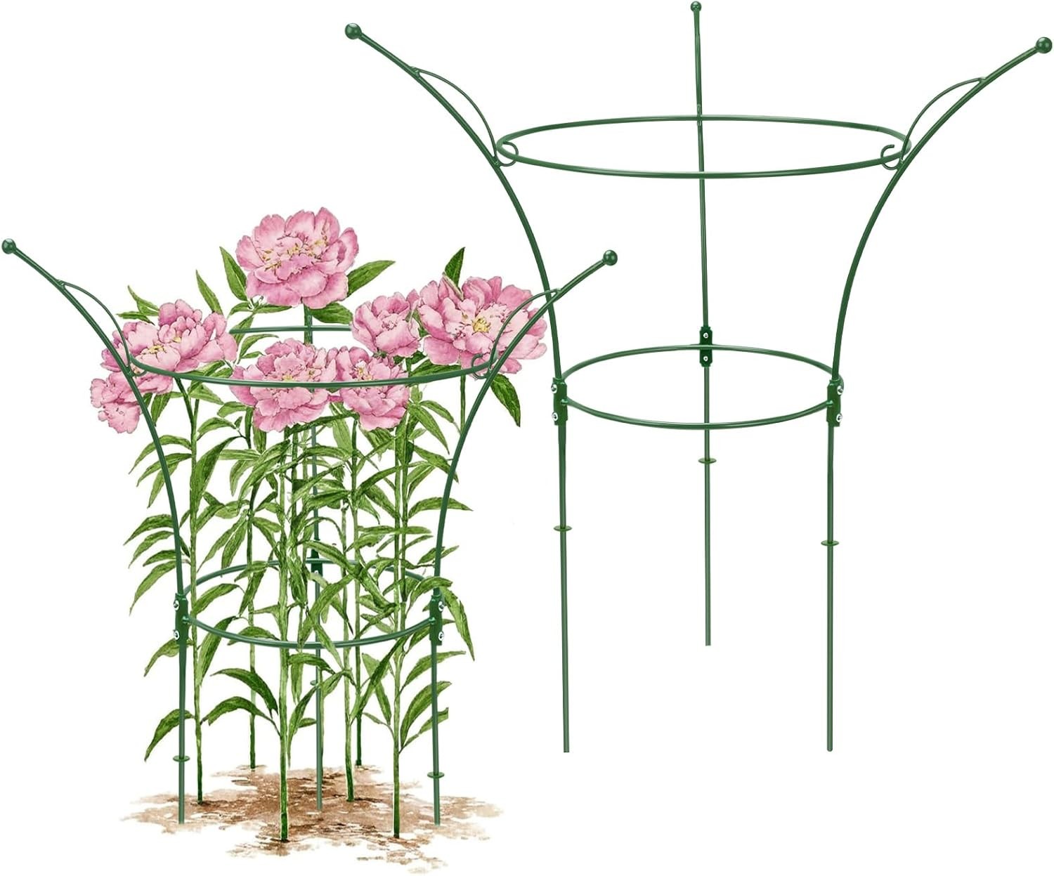 4 Pack Peony Cages & Supports Cages 13″ D x 22.8″ H Heavy Duty Metal Support