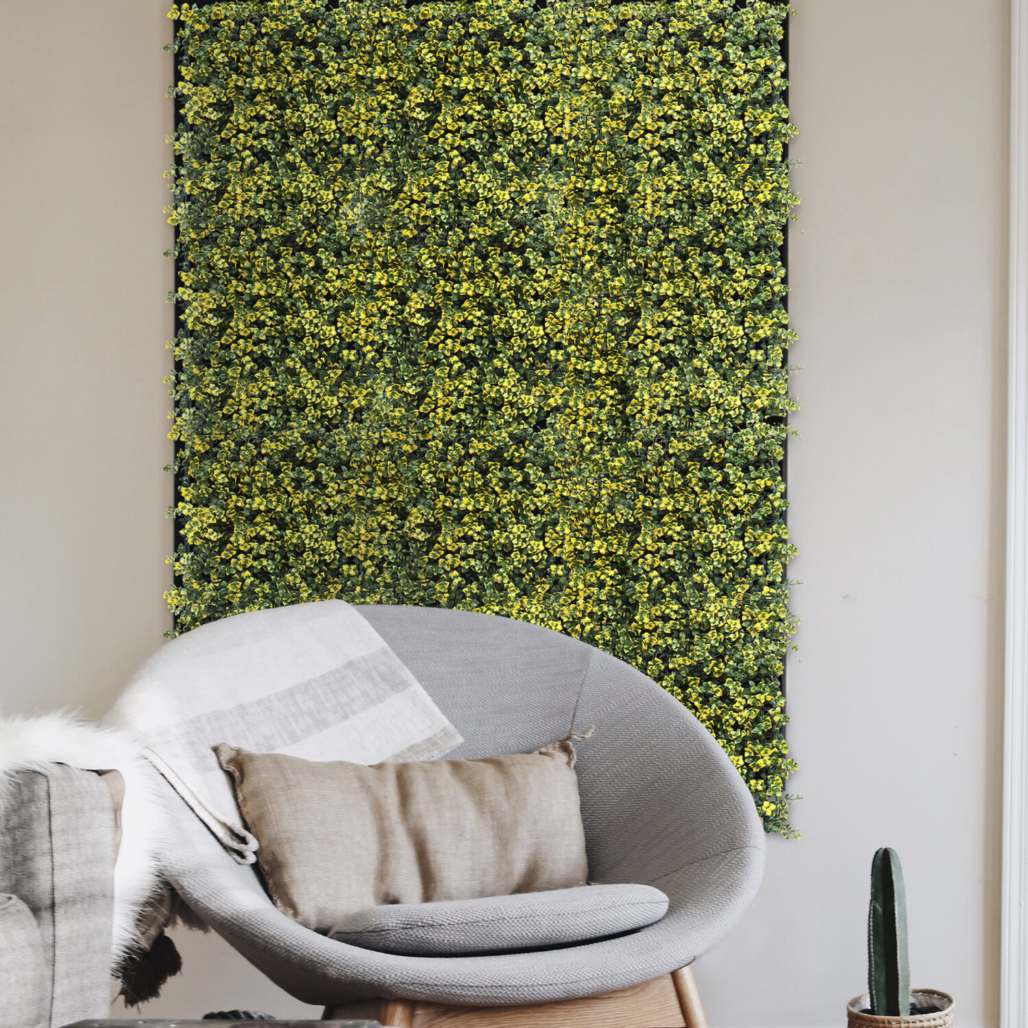 Artificial Yellow Reineckea Carnea Mat Faux Fence Panel Wall Decor Grass Hedge