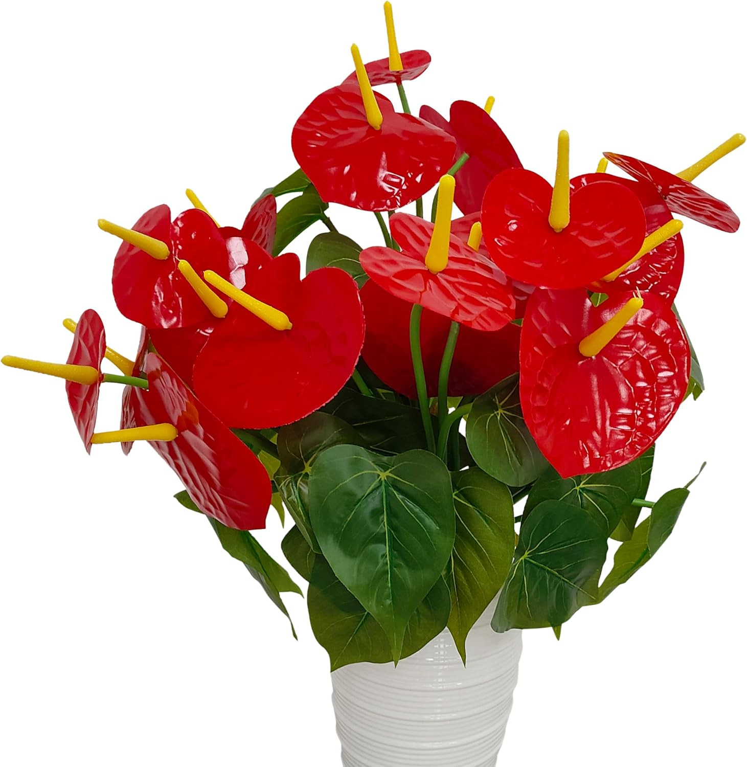 6 Pcs 16” Red Anthurium Artificial Flowers for Home & Garden Decor