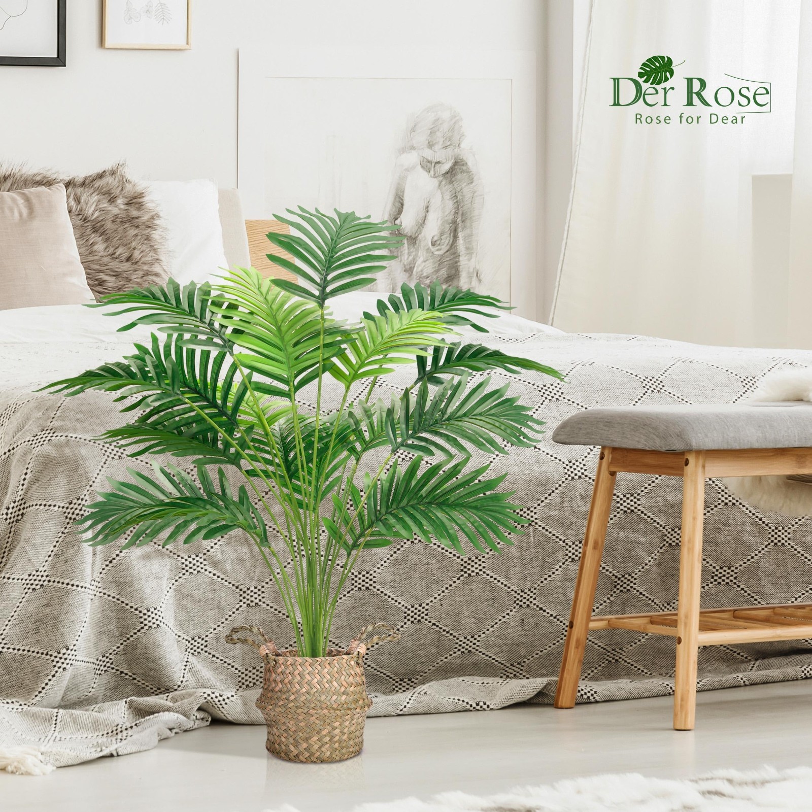 28″ Faux Areca Palm Tree – 2 Pcs Large Fake Potted Plant for Indoor/Outdoor Deco