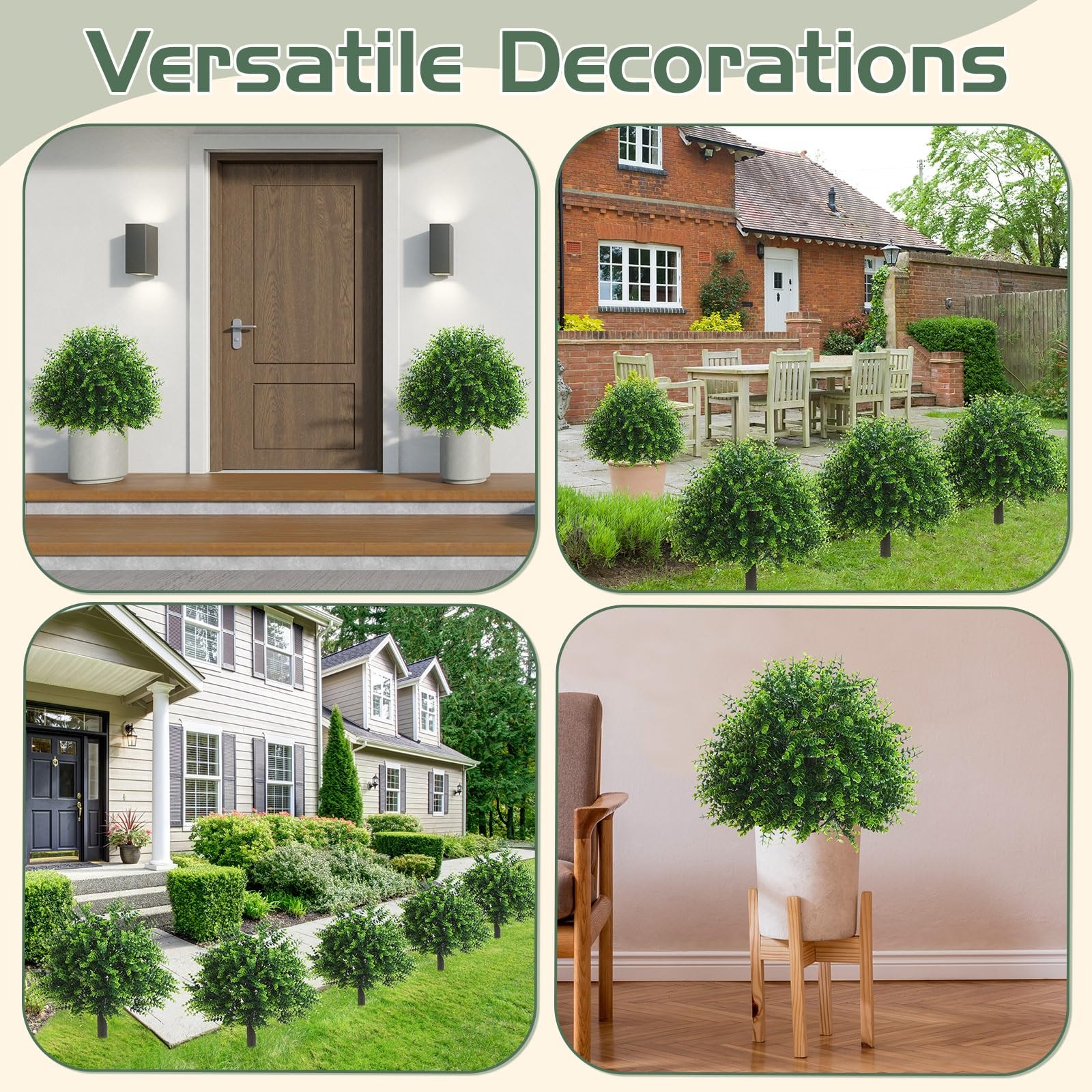 Artificial Boxwood Topiary Tree Set of 2, 18″ Tall UV Resistant Artificial Ou…