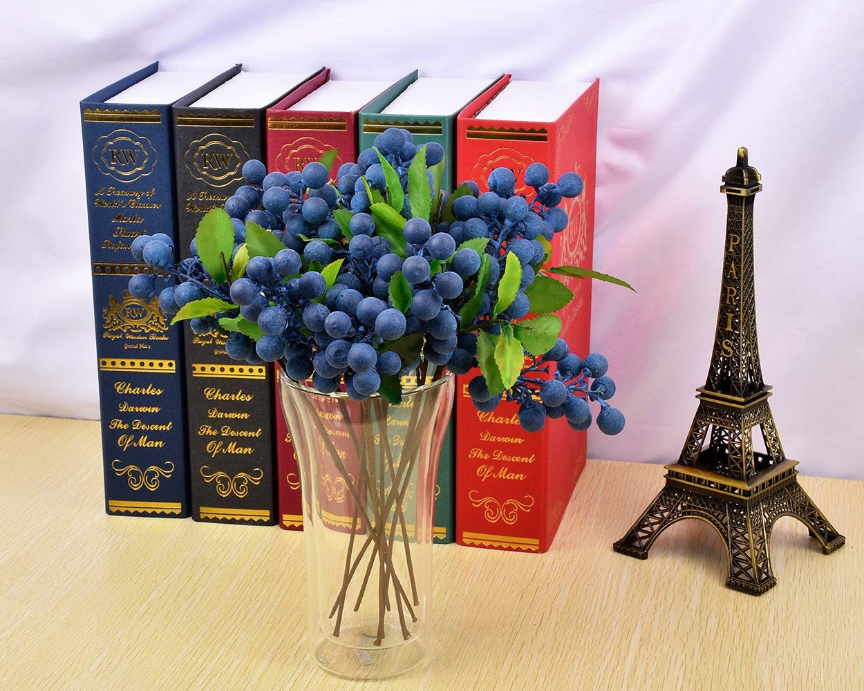 Artificial Blueberries 4 Pieces Lifelike Faux Fruit Berries Fake Flowers for …