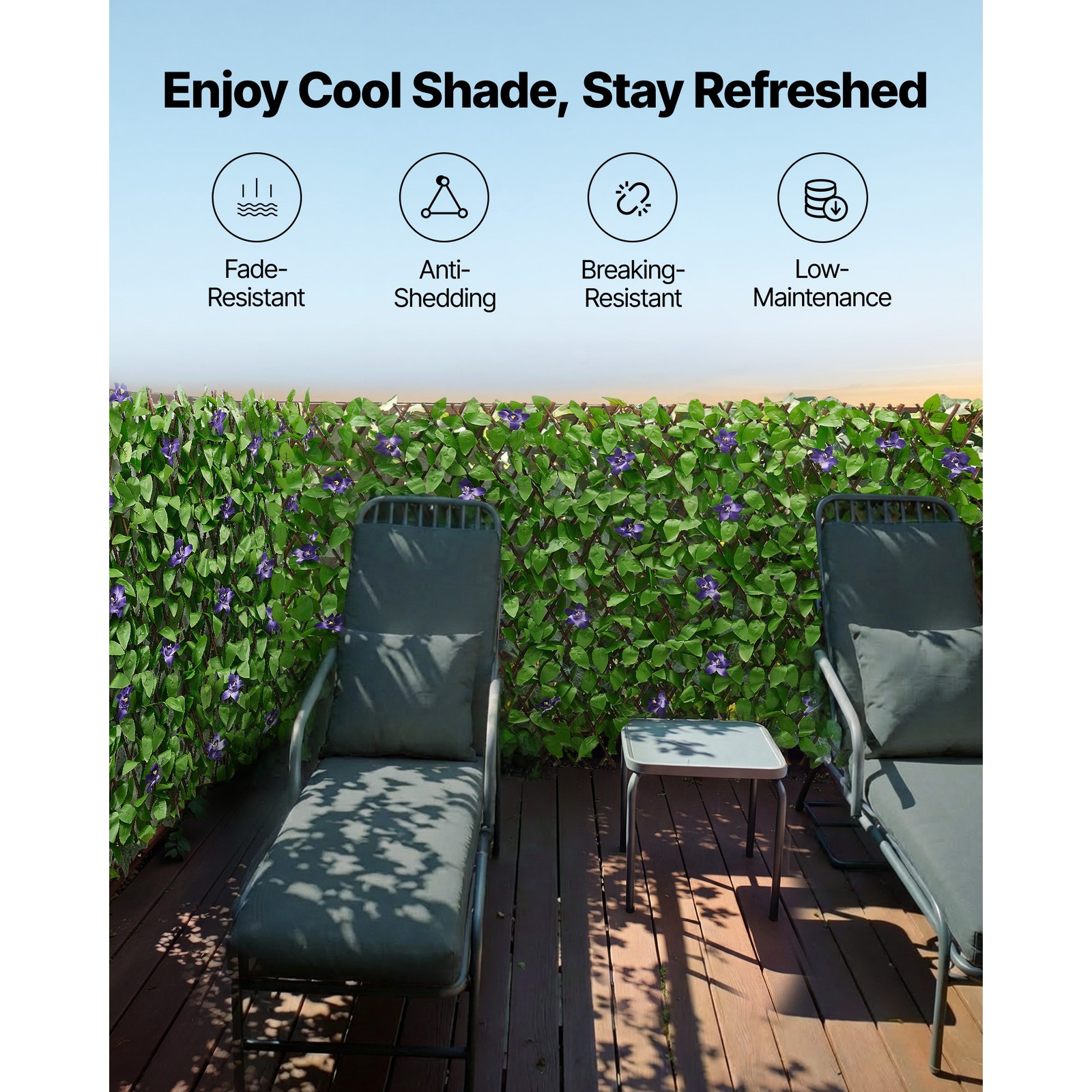 Uimoso Expandable Privacy Fence Screen 25.5x122in Artificial Ivy Wall for Patio