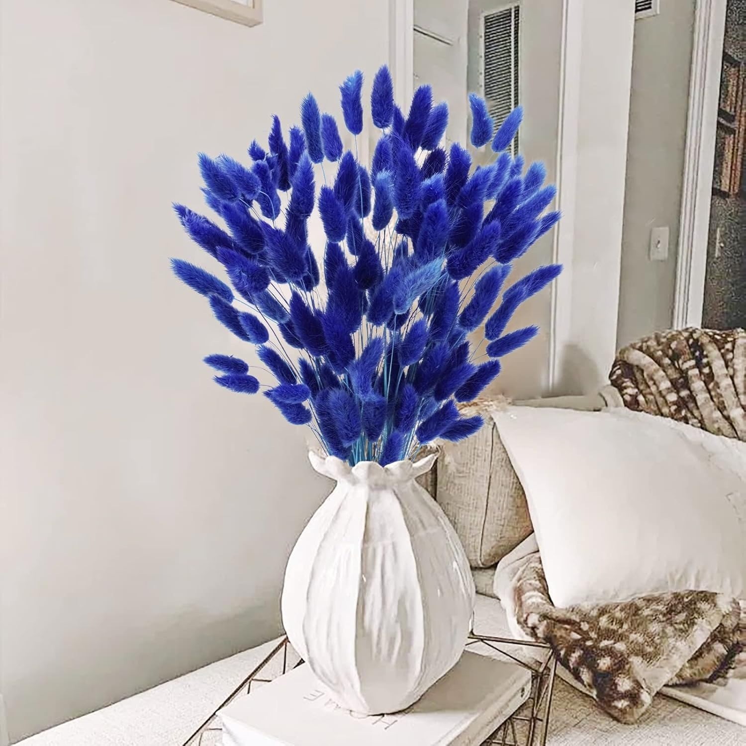 120pcs Natural Bunny Tails Dried Flowers 17in Lagurus Ovatus Pampas Grass Decor